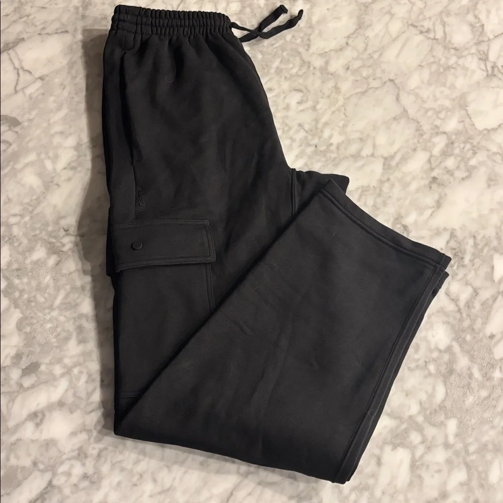 Adidas black “all season” cargo pants open hem